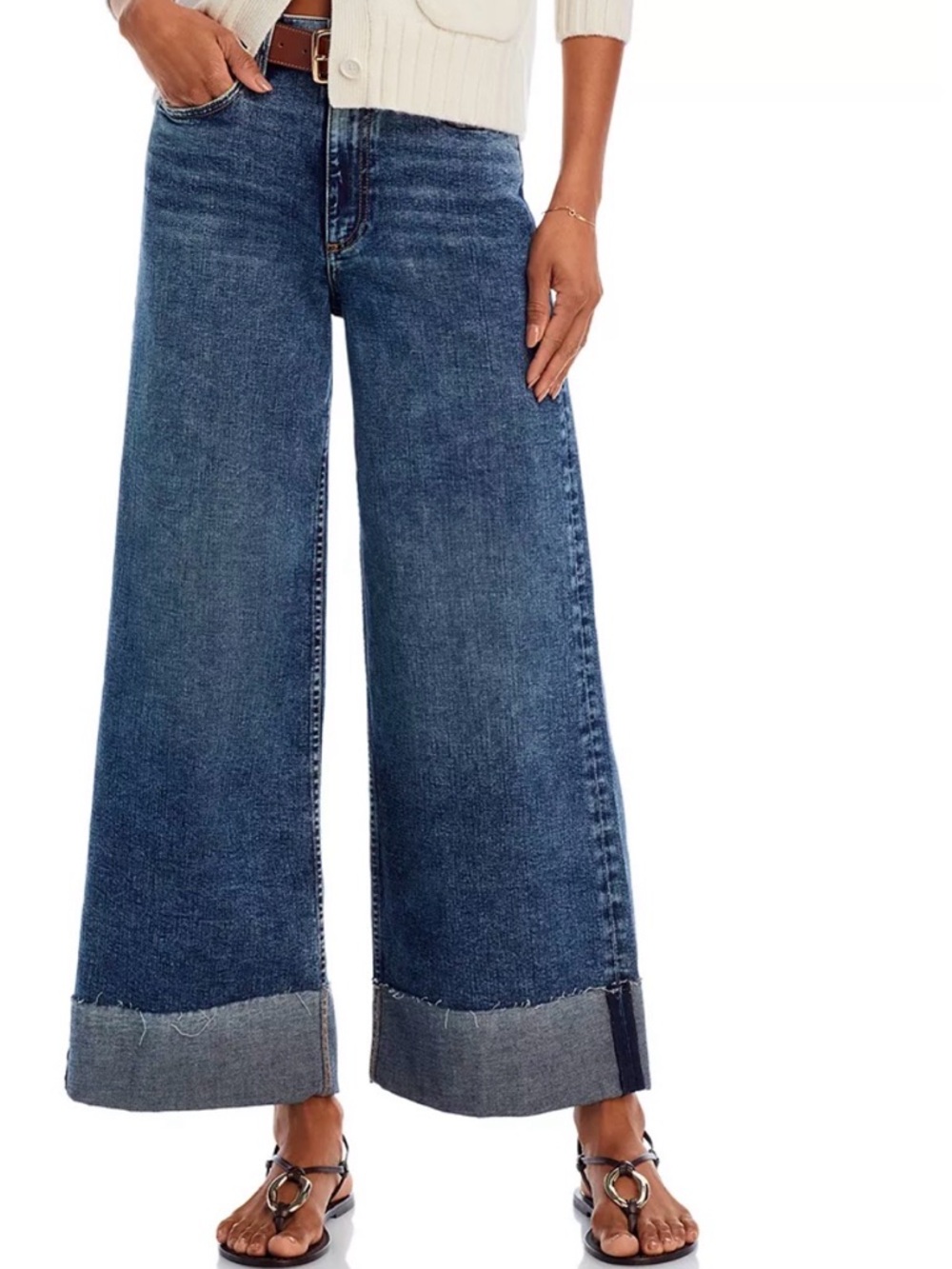 Rag & Bone Sofie‎ High Rise Ankle Ultra Wide Jeans Women’s Size 26 Cuffed Leland - Picture 2 of 14